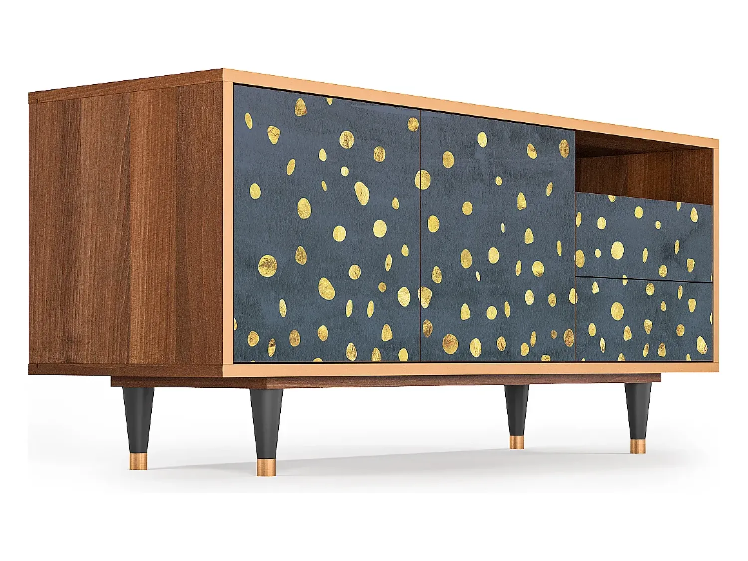 Móvel De Tv| Mueble de TV - 125х56х41 cm - T7 - Foggy Lights, Nogueira Castanho