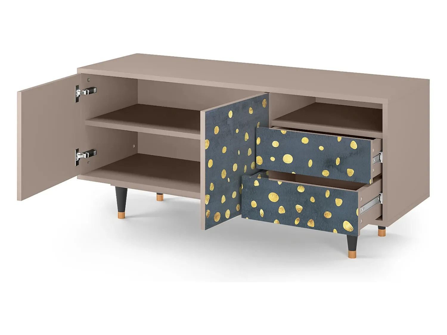 Móvel De Tv| Mueble de TV - 125х56х41 cm - T7 - Foggy Lights, Latte Bege