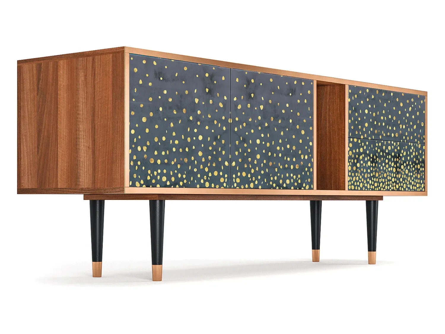 Móvel De Tv| Mueble de TV - 170х69х48 cm - T1 - Foggy Lights, Nogueira Castanho