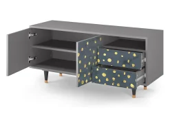 Móvel De Tv| Mueble de TV - 125х56х41 cm - T7 - Foggy Lights, Cinza Cinzento