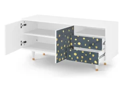 Mueble de TV - 125х56х41 cm - T7 - Foggy Lights, Branco^ Móvel De Tv