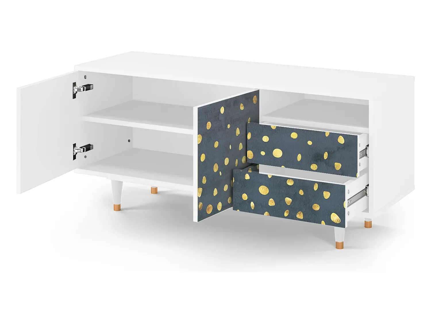 Mueble de TV - 125х56х41 cm - T7 - Foggy Lights, Branco^ Móvel De Tv