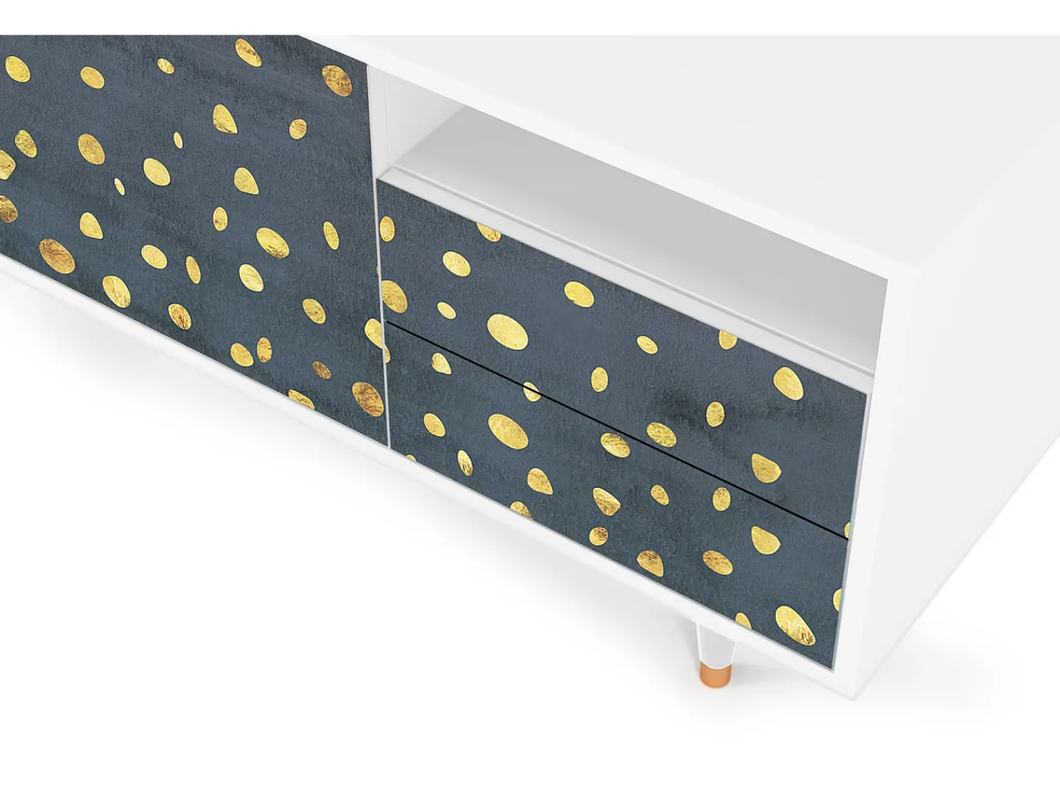 Mueble de TV - 125х56х41 cm - T7 - Foggy Lights, Branco^ Móvel De Tv