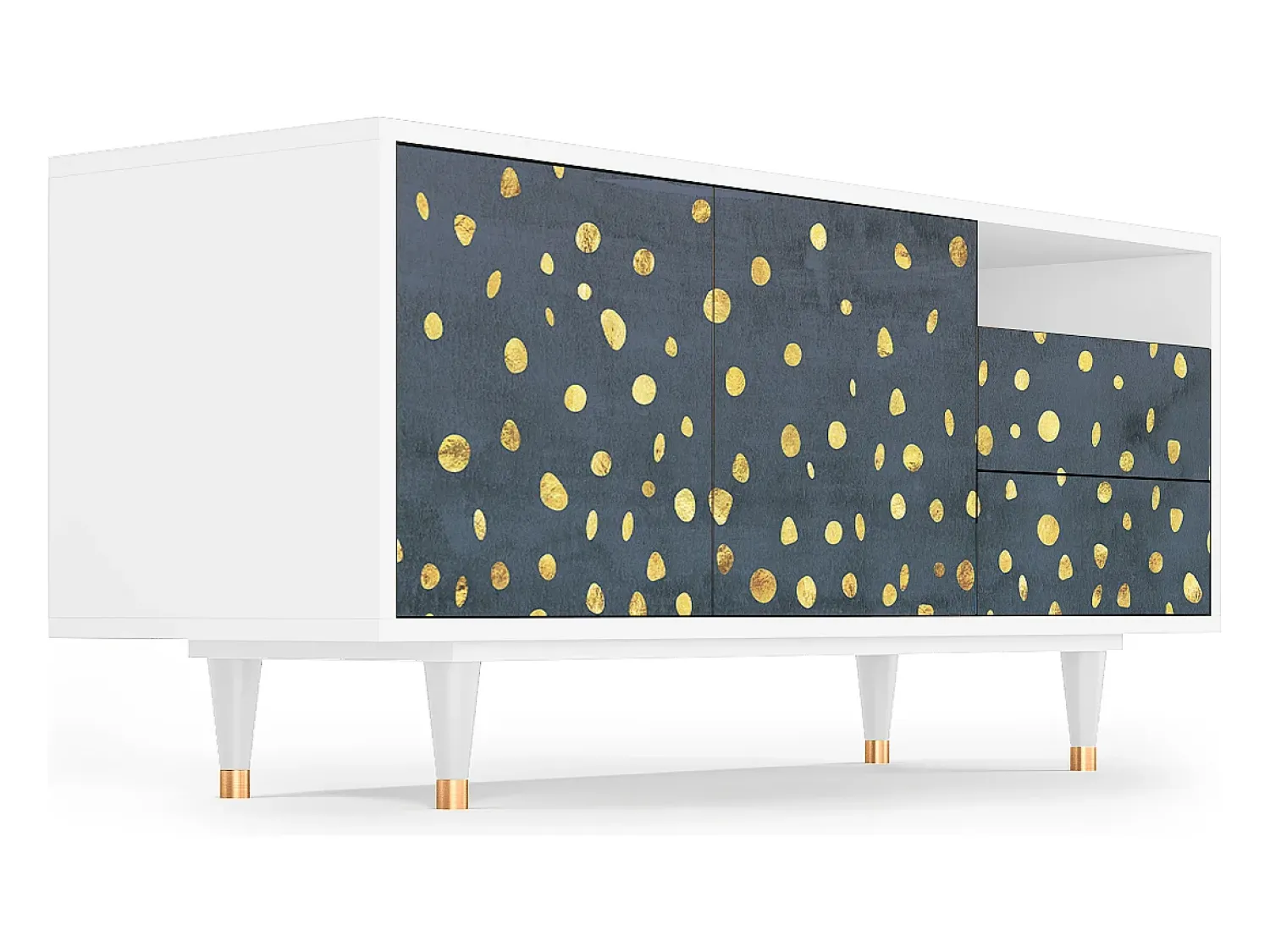 Mueble de TV - 125х56х41 cm - T7 - Foggy Lights, Branco^ Móvel De Tv