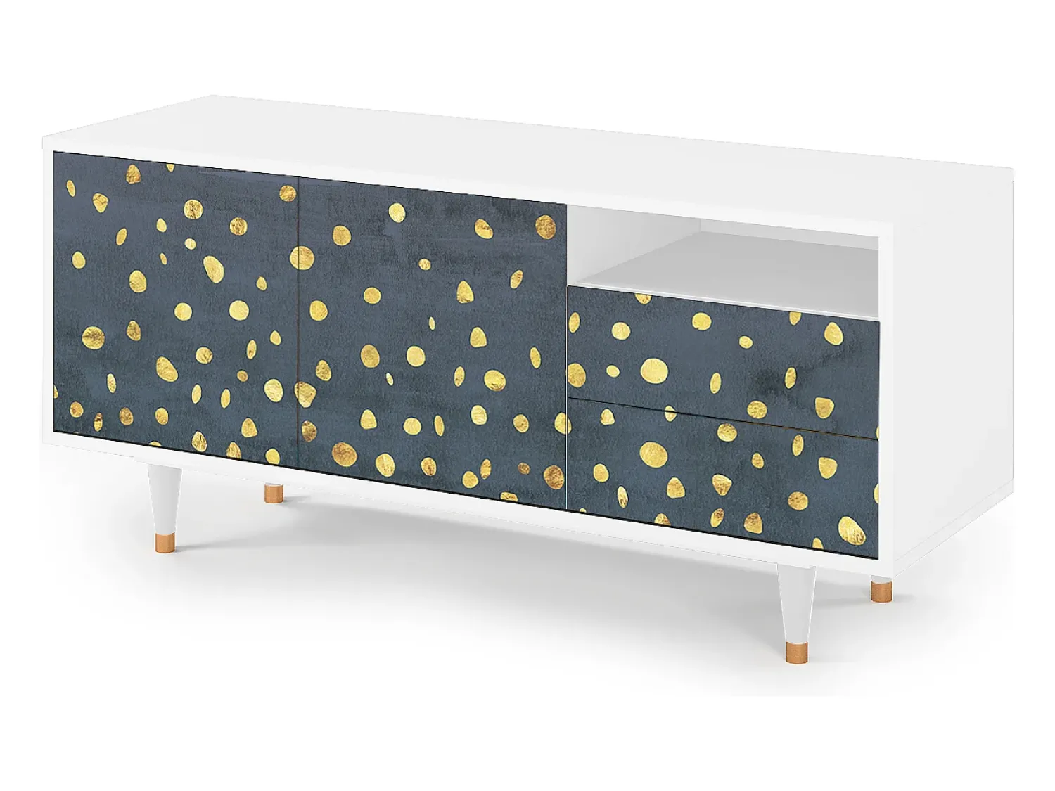 Mueble de TV - 125х56х41 cm - T7 - Foggy Lights, Branco^ Móvel De Tv