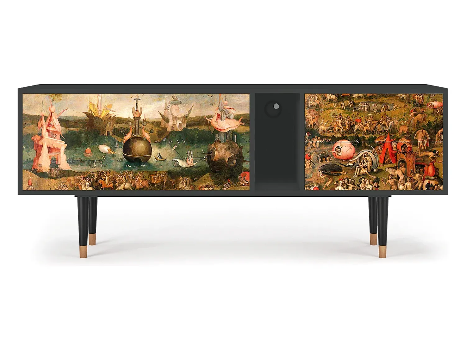 Móvel De Tv* Mueble de TV - 170х69х48 cm - T1 - Garden of Delights , Antracite Cinza antracite