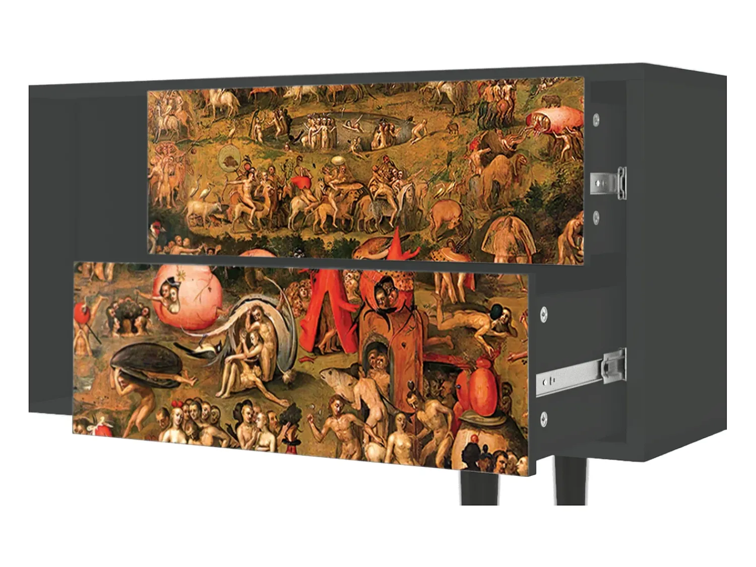 Móvel De Tv* Mueble de TV - 170х69х48 cm - T1 - Garden of Delights , Antracite Cinza antracite