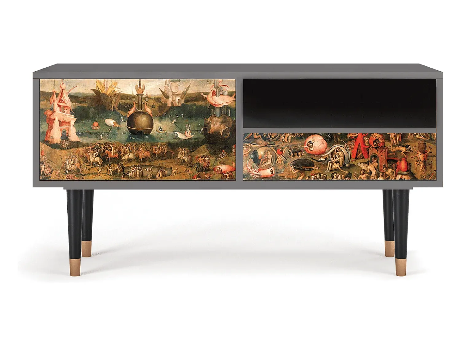 Móvel De Tv* Mueble de TV - 115х59х48 cm - T3 - Garden of Delights , Cinza Cinzento