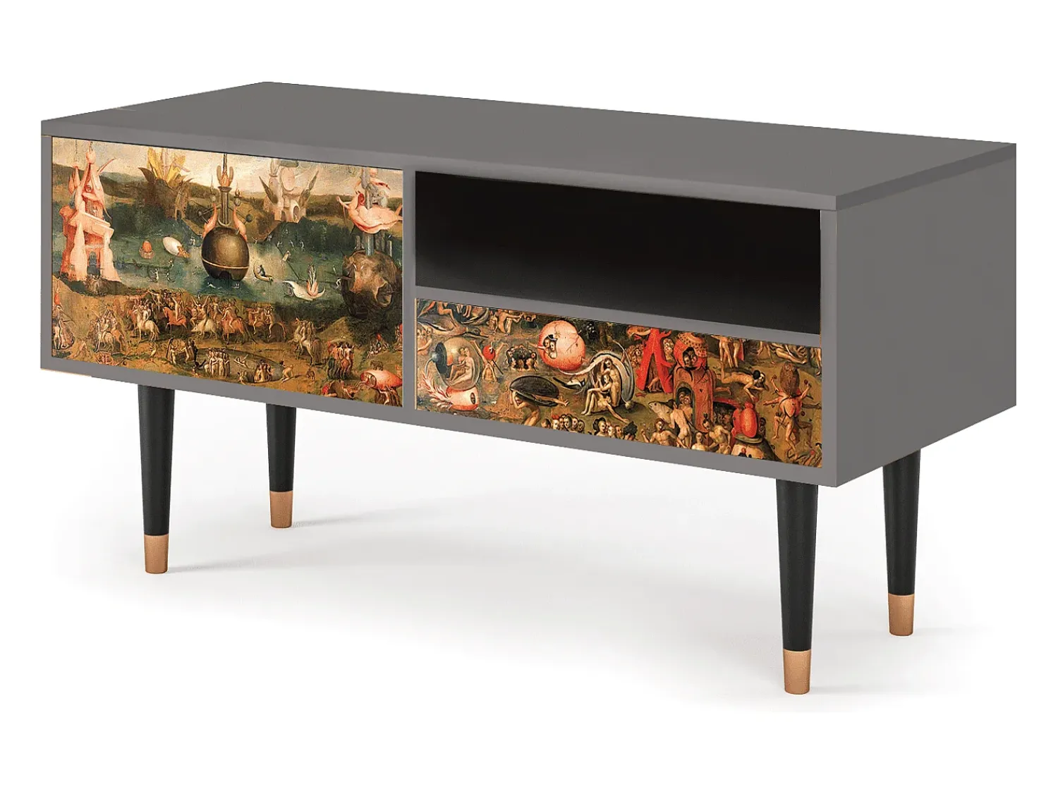 Móvel De Tv* Mueble de TV - 115х59х48 cm - T3 - Garden of Delights , Cinza Cinzento