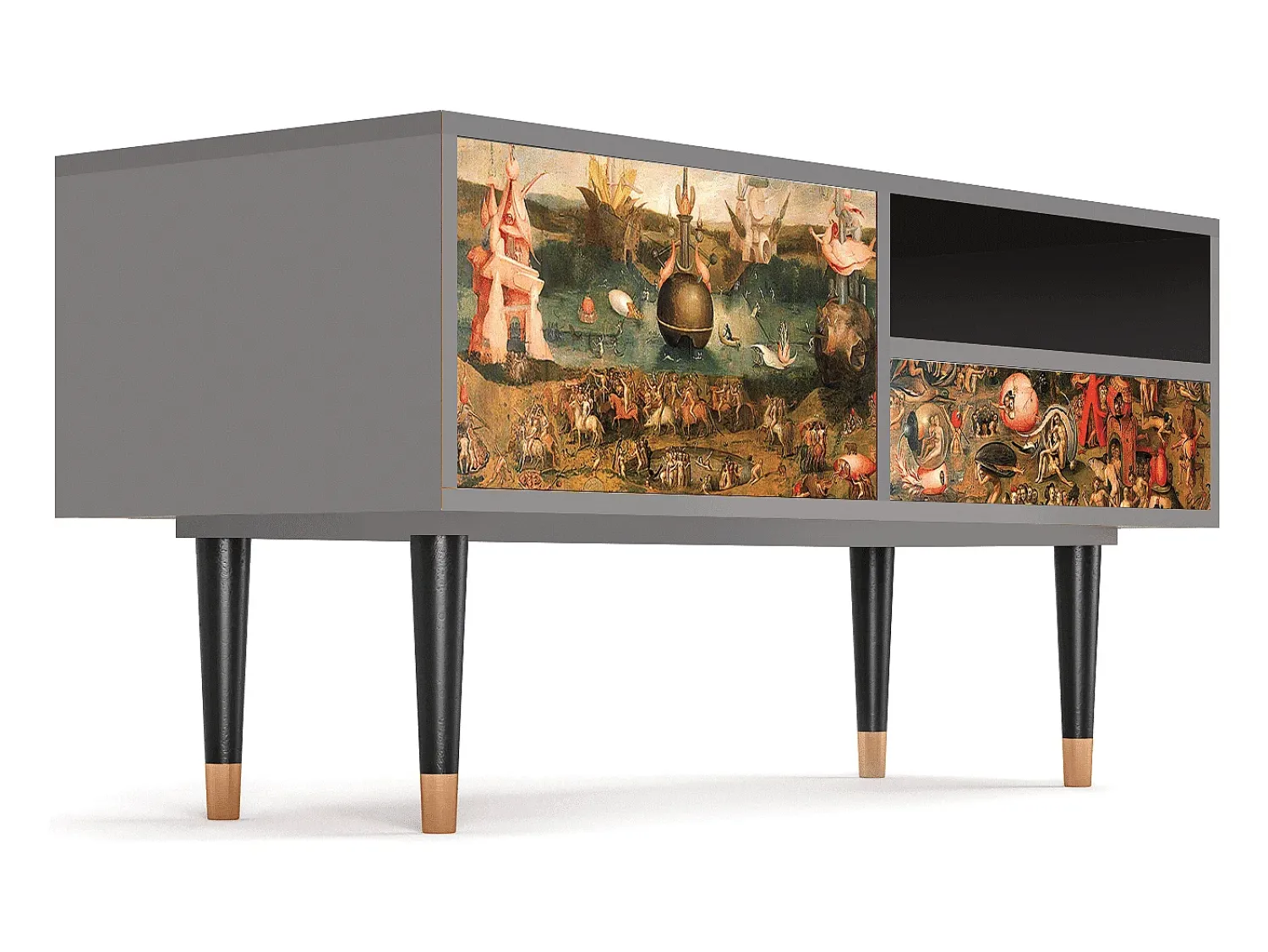 Móvel De Tv* Mueble de TV - 115х59х48 cm - T3 - Garden of Delights , Cinza Cinzento