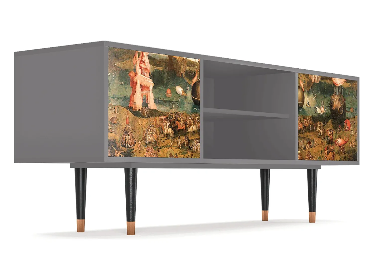 Móvel De Tv* Mueble de TV - 170х69х48 cm - T2 - Garden of Delights , Cinza Cinzento