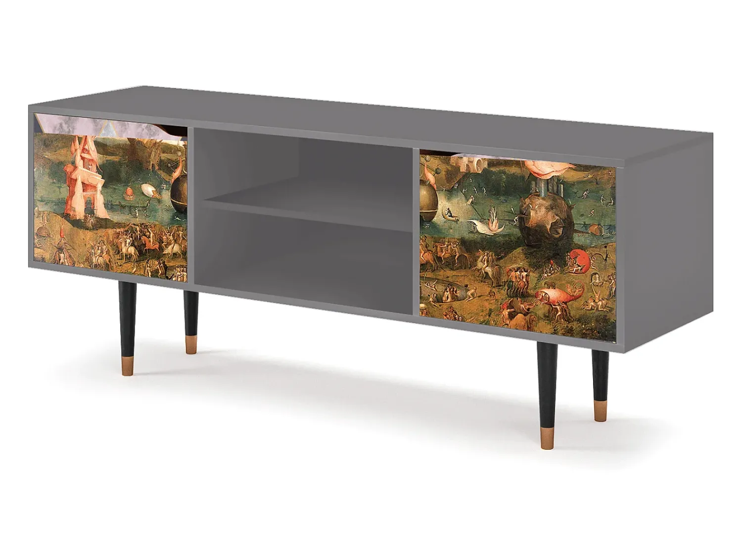 Móvel De Tv* Mueble de TV - 170х69х48 cm - T2 - Garden of Delights , Cinza Cinzento