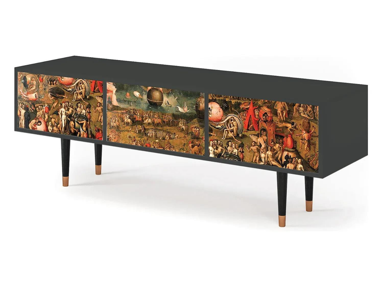 Móvel De Tv* Mueble de TV - 170х59х48 cm - T4 - Garden of Delights , Antracite Cinza antracite