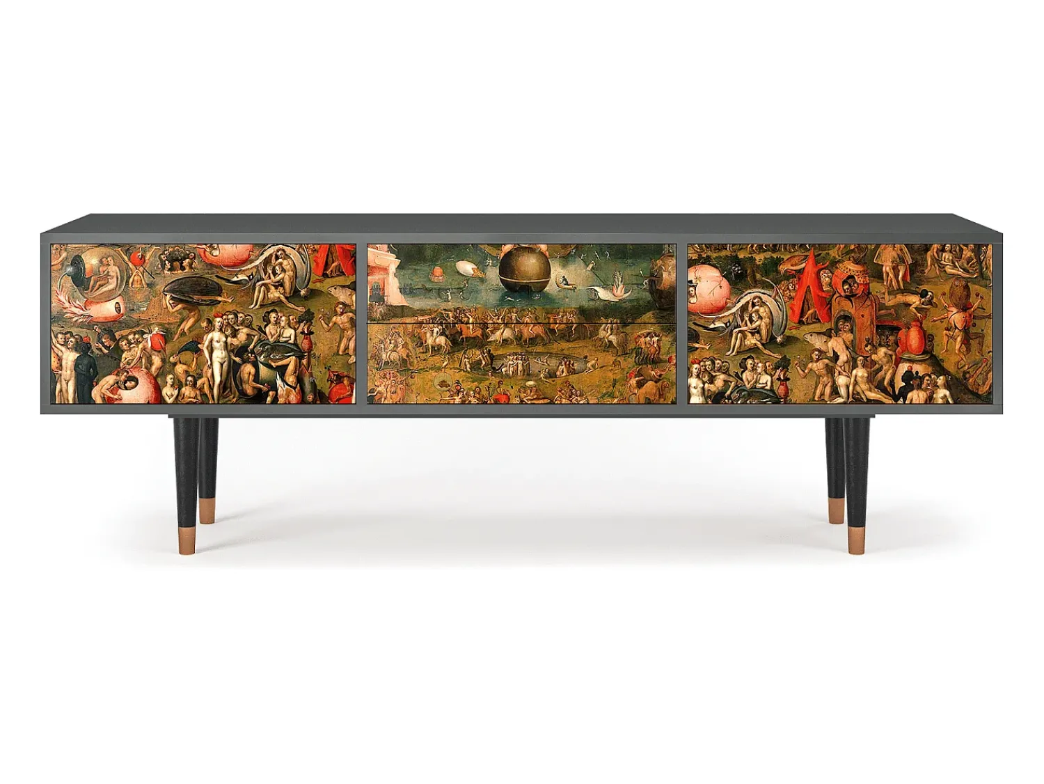 Móvel De Tv* Mueble de TV - 170х59х48 cm - T4 - Garden of Delights , Antracite Cinza antracite