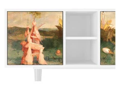 Móvel De Tv* Mueble de TV - 150х69х41 cm - T5 - Garden of Delights , Branco Bege