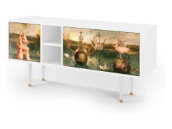 Móvel De Tv* Mueble de TV - 150х69х41 cm - T5 - Garden of Delights , Branco Bege