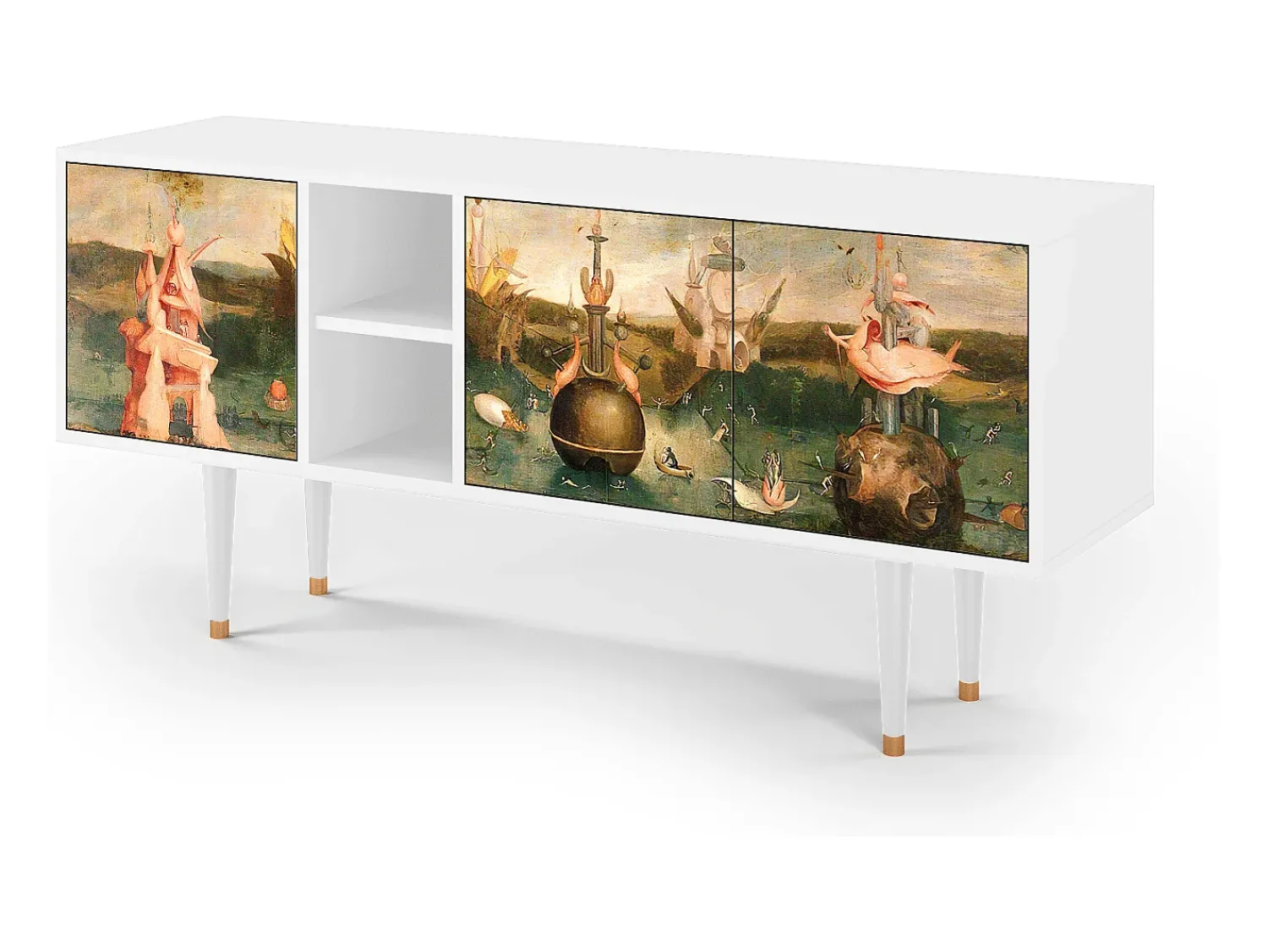 Móvel De Tv* Mueble de TV - 150х69х41 cm - T5 - Garden of Delights , Branco Bege