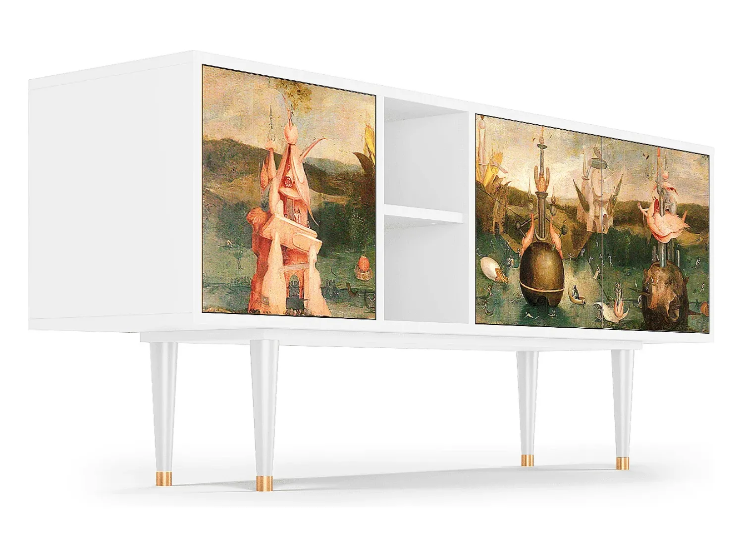 Móvel De Tv* Mueble de TV - 150х69х41 cm - T5 - Garden of Delights , Branco Bege