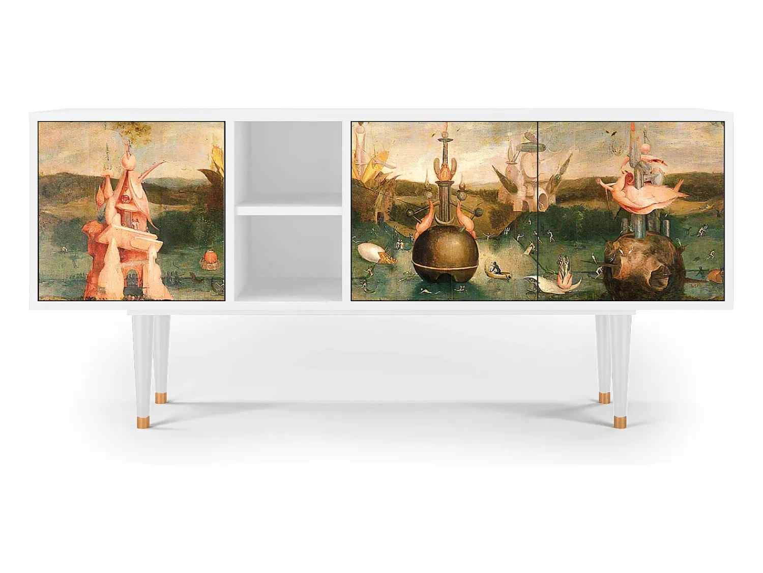 Móvel De Tv* Mueble de TV - 150х69х41 cm - T5 - Garden of Delights , Branco Bege