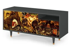 Móvel De Tv* Mueble de TV - 125х56х41 cm - T7 - Garden of Delights , Antracite Cinza antracite