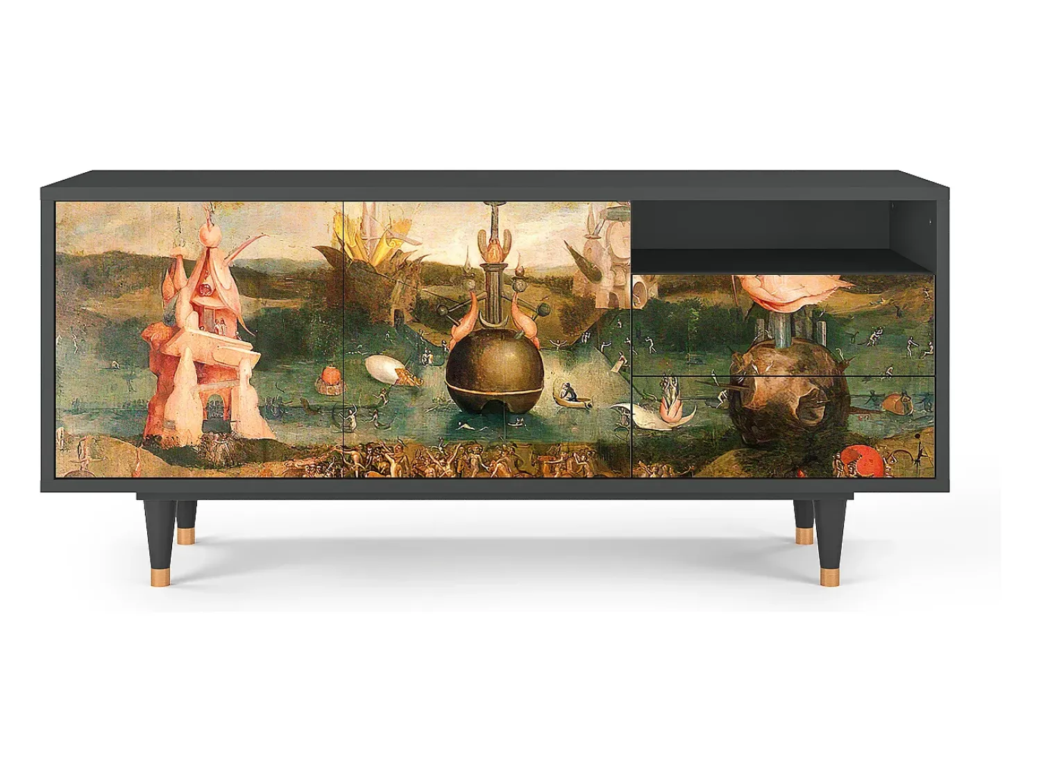 Móvel De Tv* Mueble de TV - 125х56х41 cm - T7 - Garden of Delights , Antracite Cinza antracite