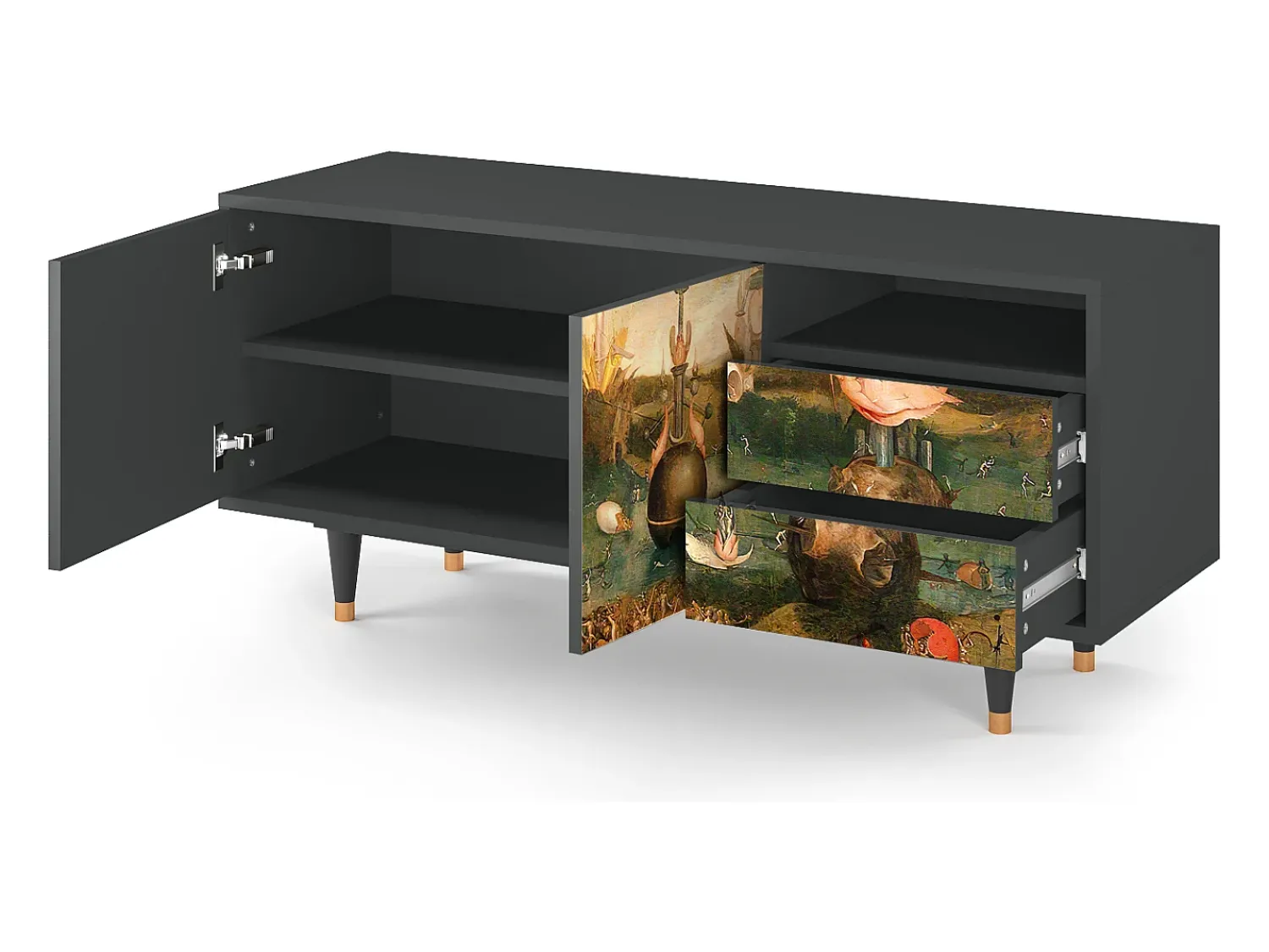 Móvel De Tv* Mueble de TV - 125х56х41 cm - T7 - Garden of Delights , Antracite Cinza antracite