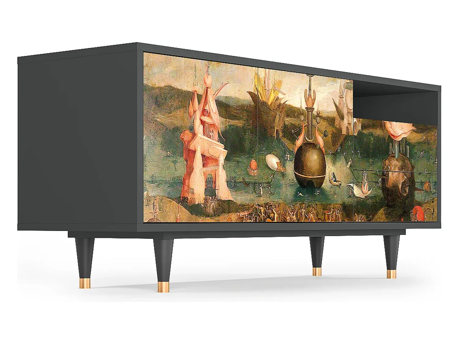 Móvel De Tv* Mueble de TV - 125х56х41 cm - T7 - Garden of Delights , Antracite Cinza antracite