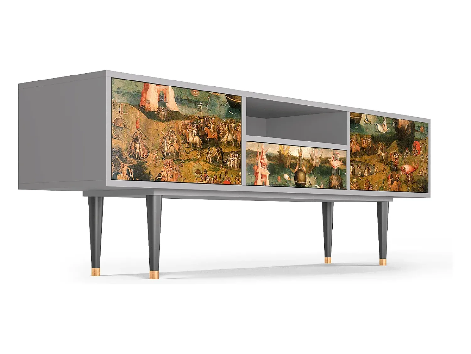 Móvel De Tv* Mueble de TV - 170х59х41 cm - T6 - Garden of Delights , Cinza Cinzento