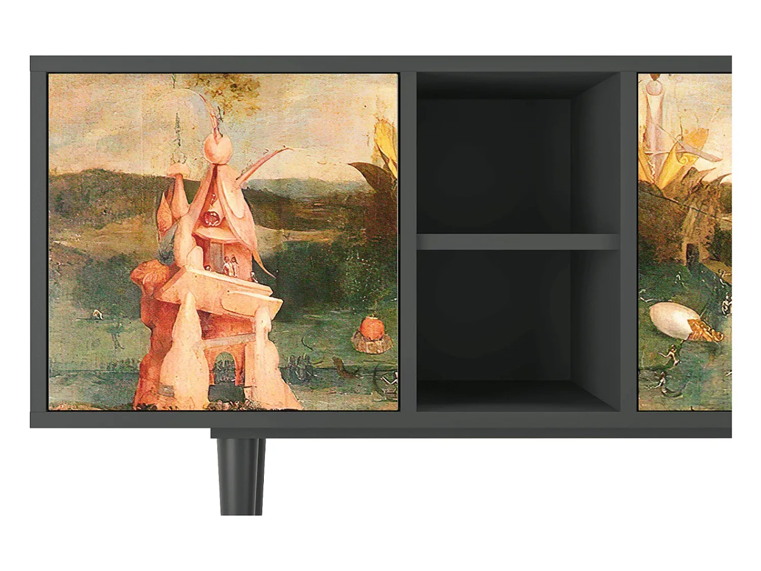 Móvel De Tv* Mueble de TV - 150х69х41 cm - T5 - Garden of Delights , Antracite Cinza antracite
