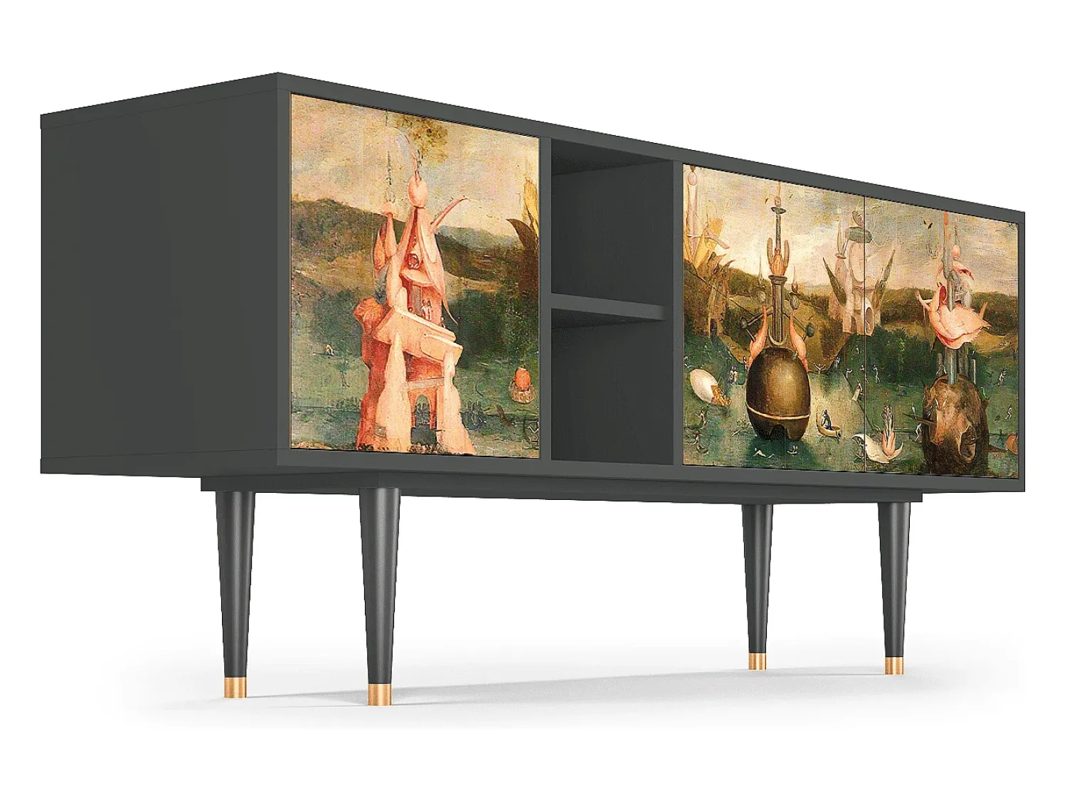 Móvel De Tv* Mueble de TV - 150х69х41 cm - T5 - Garden of Delights , Antracite Cinza antracite