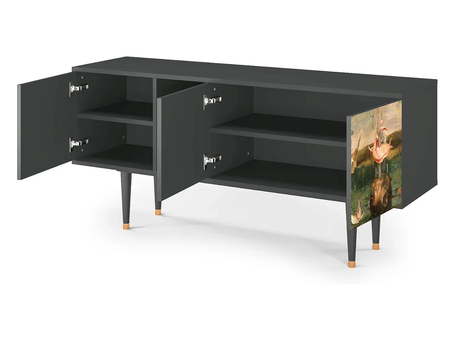 Móvel De Tv* Mueble de TV - 150х69х41 cm - T5 - Garden of Delights , Antracite Cinza antracite