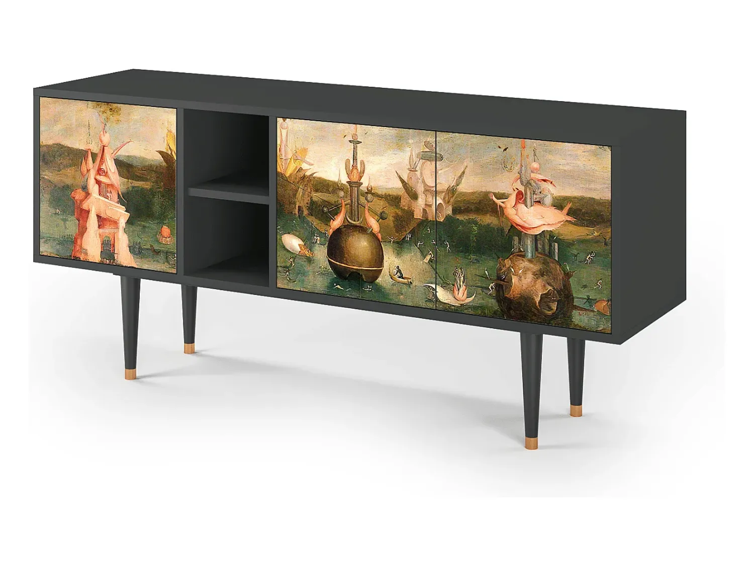 Móvel De Tv* Mueble de TV - 150х69х41 cm - T5 - Garden of Delights , Antracite Cinza antracite