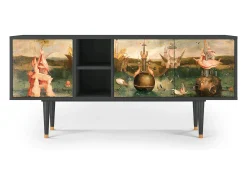 Móvel De Tv* Mueble de TV - 150х69х41 cm - T5 - Garden of Delights , Antracite Cinza antracite