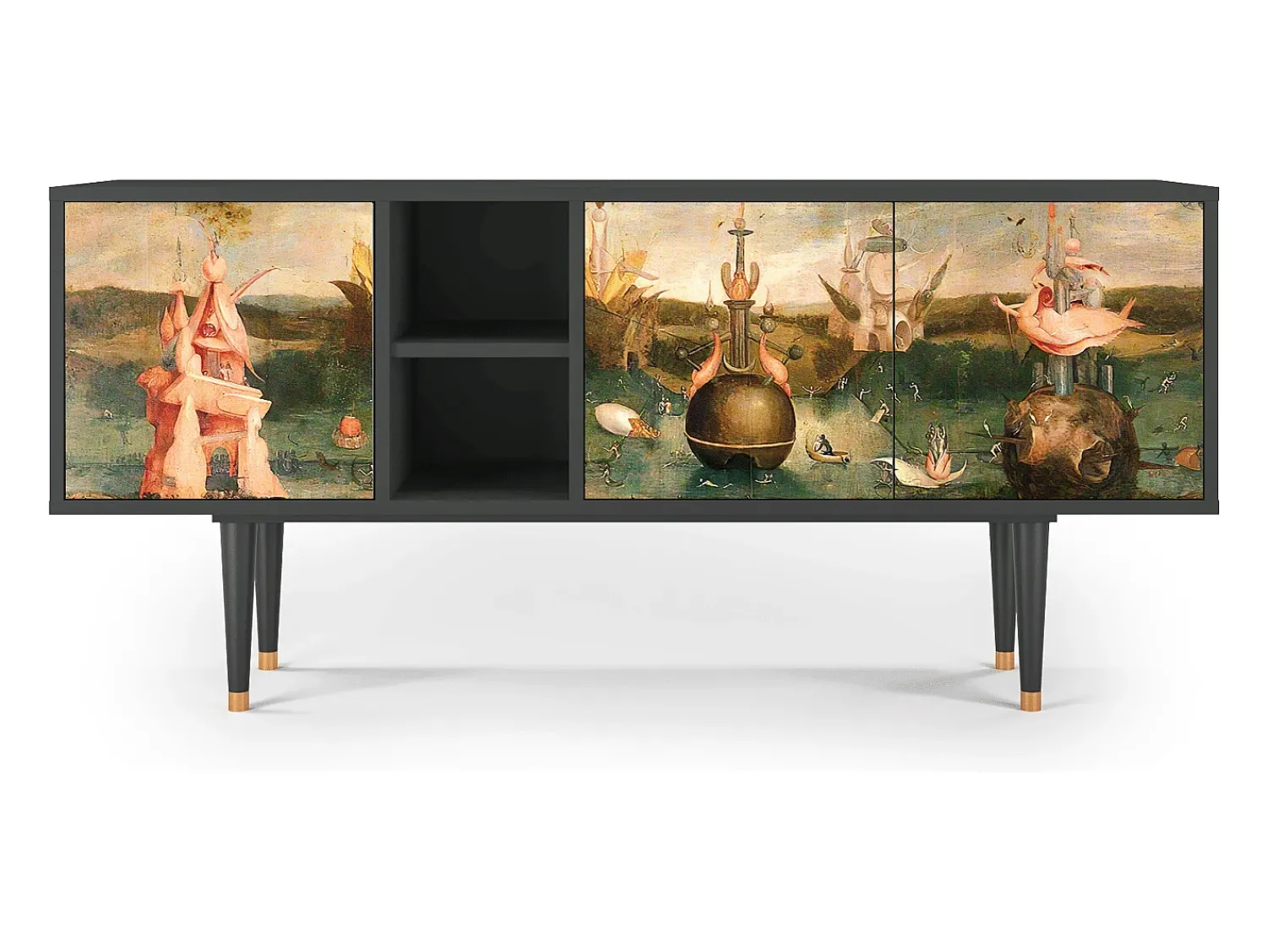 Móvel De Tv* Mueble de TV - 150х69х41 cm - T5 - Garden of Delights , Antracite Cinza antracite
