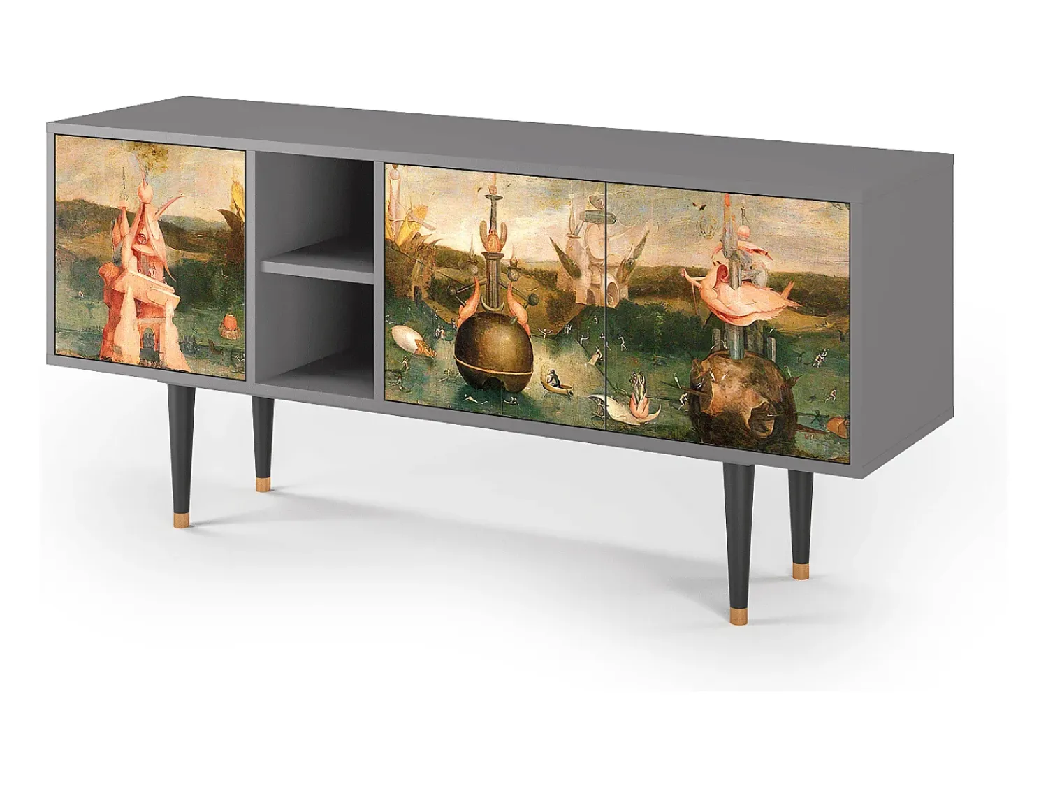 Móvel De Tv* Mueble de TV - 150х69х41 cm - T5 - Garden of Delights , Cinza Cinzento