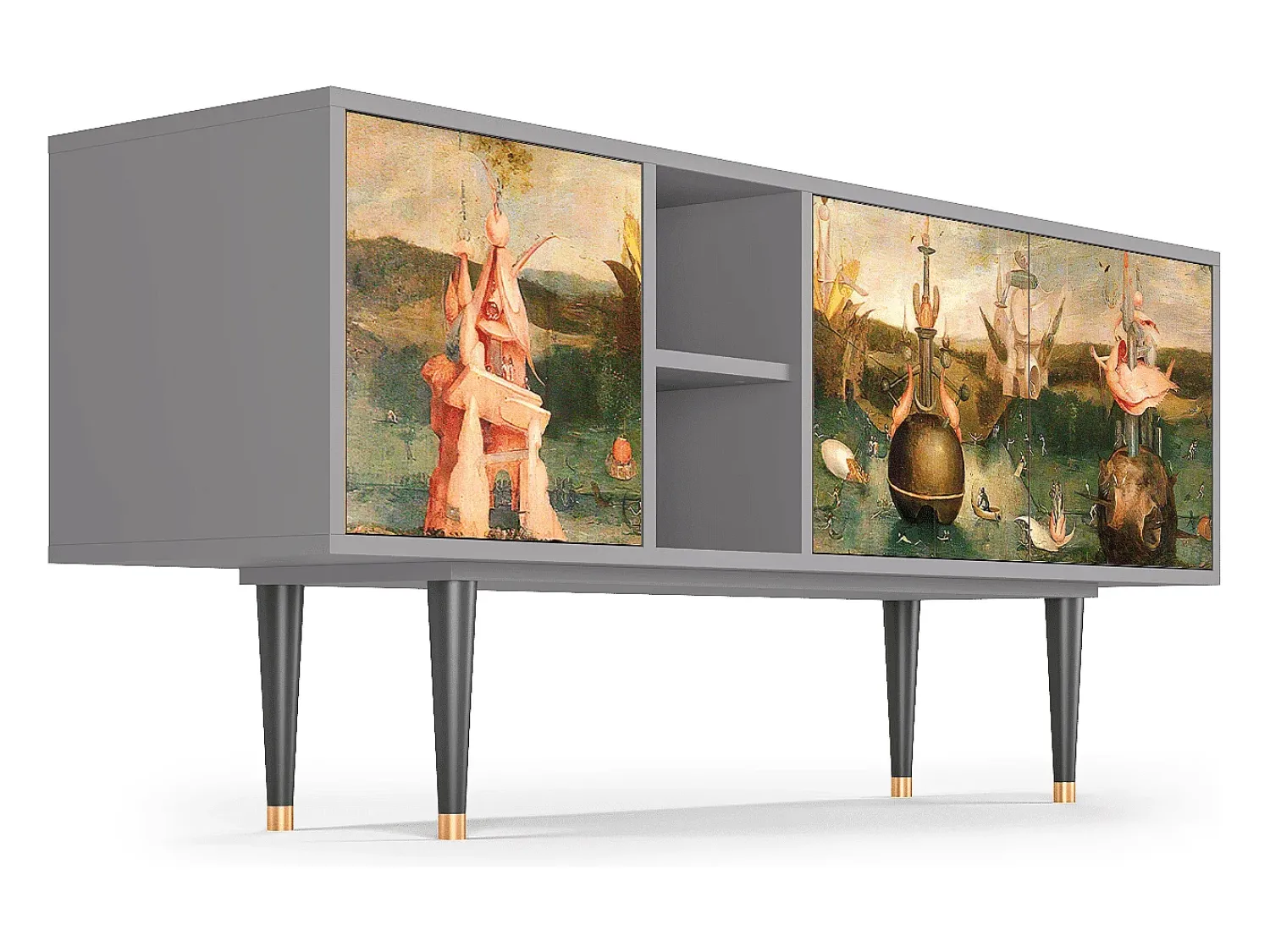 Móvel De Tv* Mueble de TV - 150х69х41 cm - T5 - Garden of Delights , Cinza Cinzento