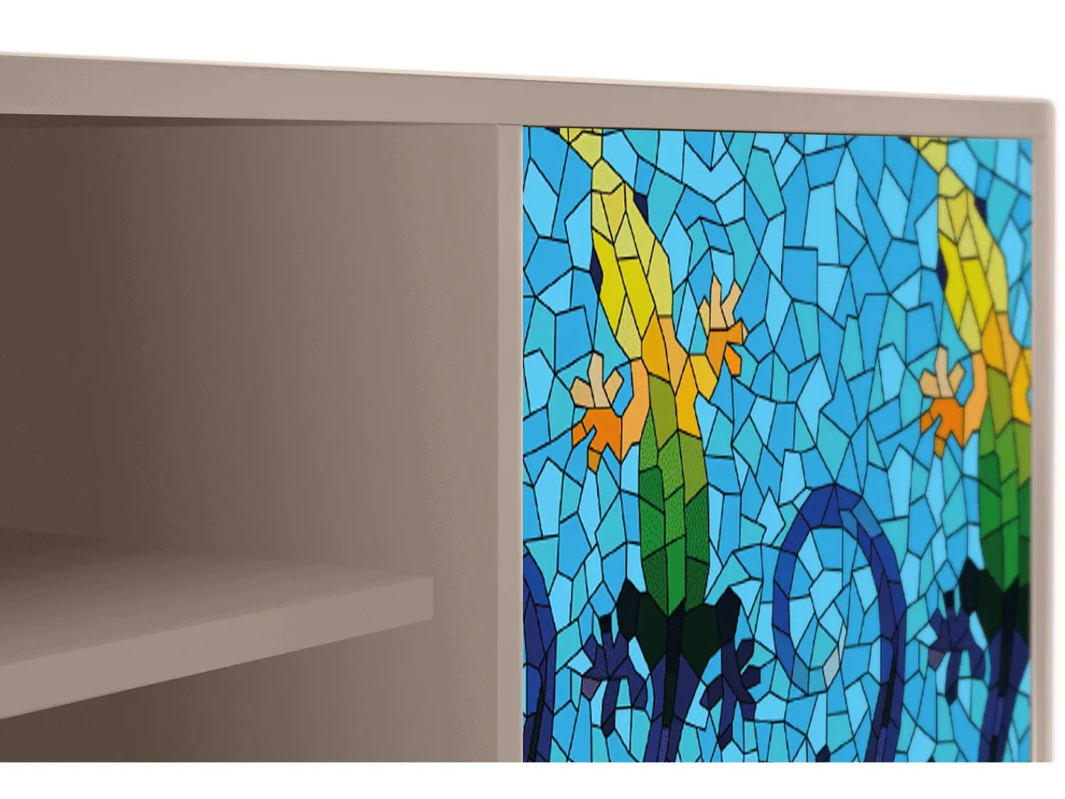 Móvel De Tv* Mueble de TV - 170х69х48 cm - T2 - Gaudi's Lizard, Latte Bege