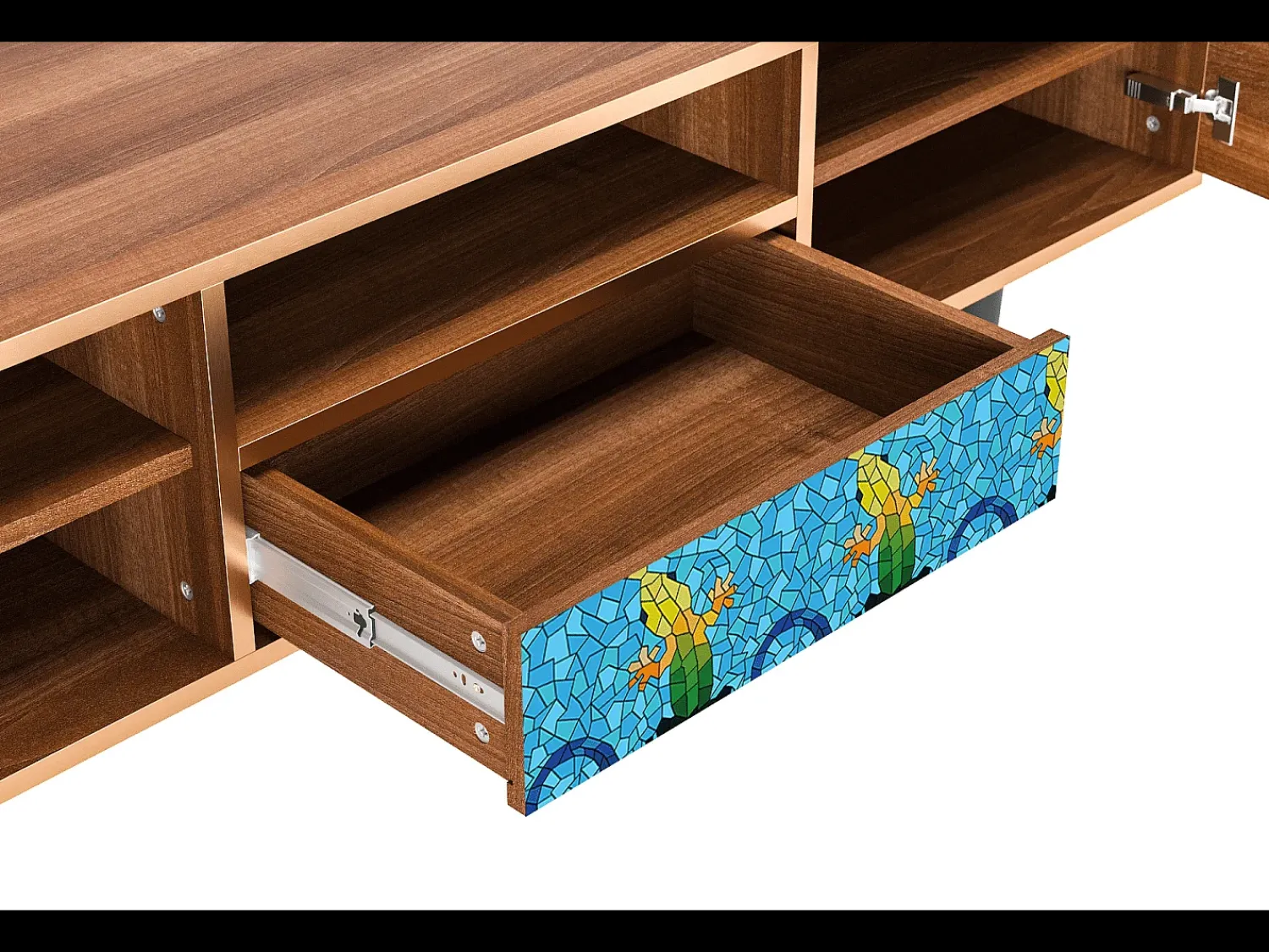 Outlet Mueble de TV - 170х59х41 cm - T6 - Gaudi's Lizard, Nogueira Castanho