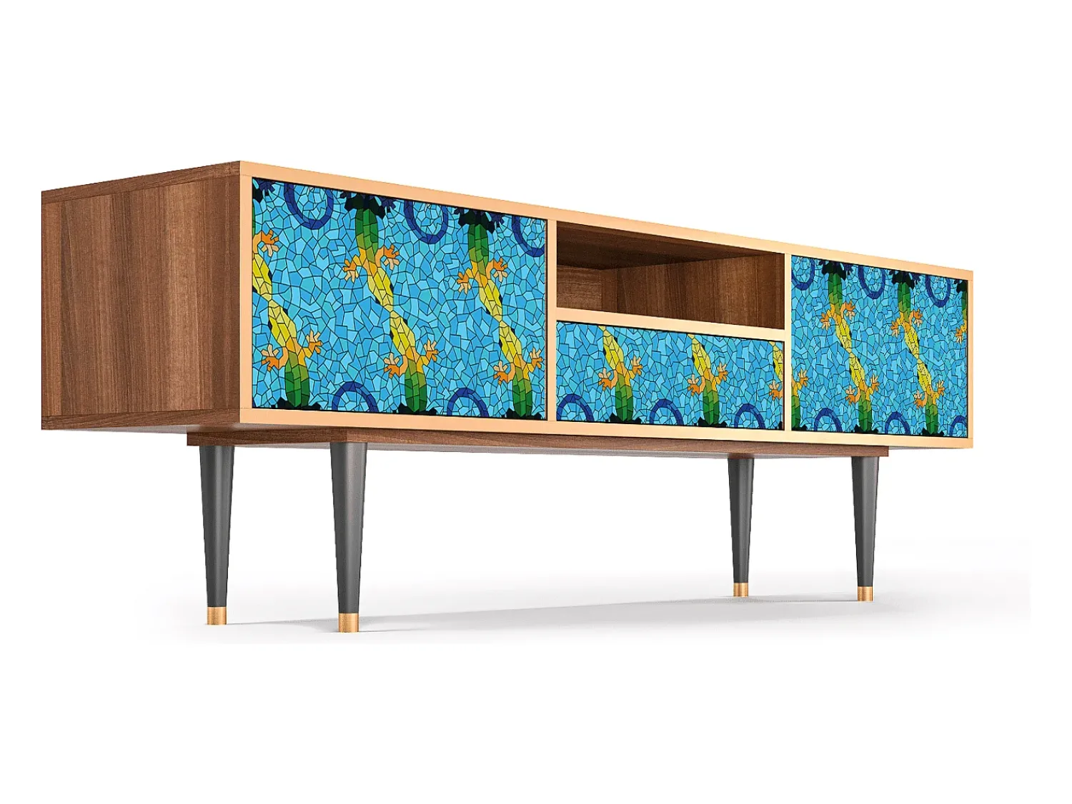 Outlet Mueble de TV - 170х59х41 cm - T6 - Gaudi's Lizard, Nogueira Castanho