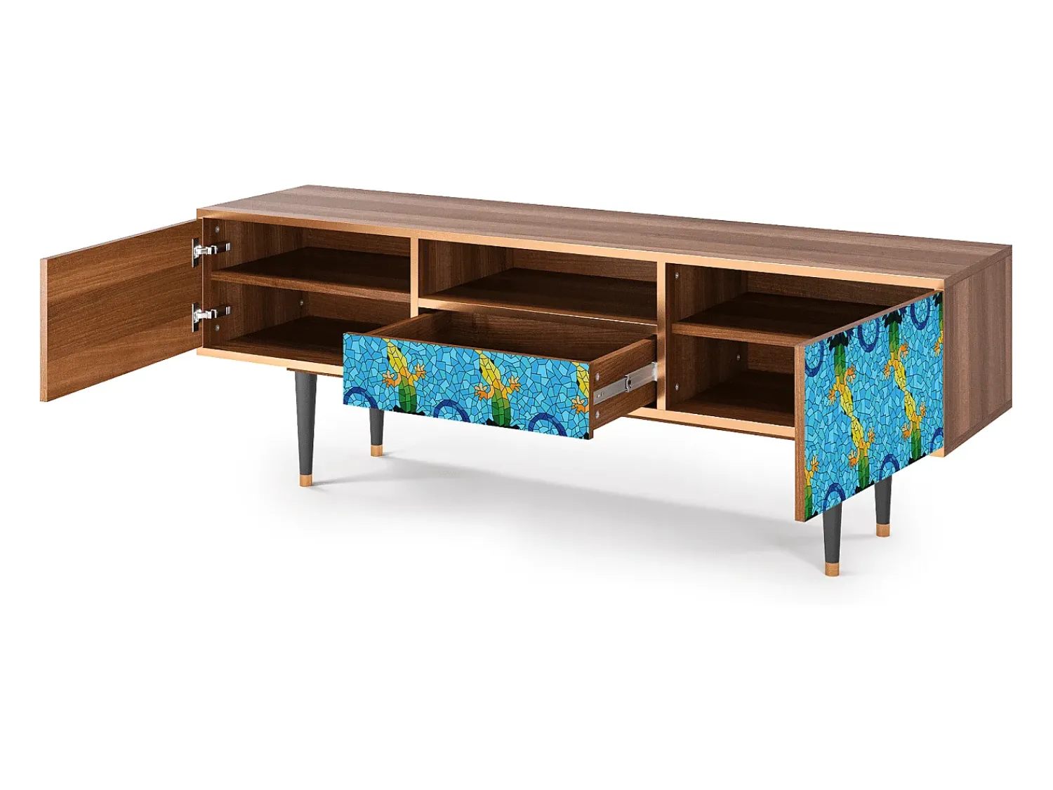 Outlet Mueble de TV - 170х59х41 cm - T6 - Gaudi's Lizard, Nogueira Castanho
