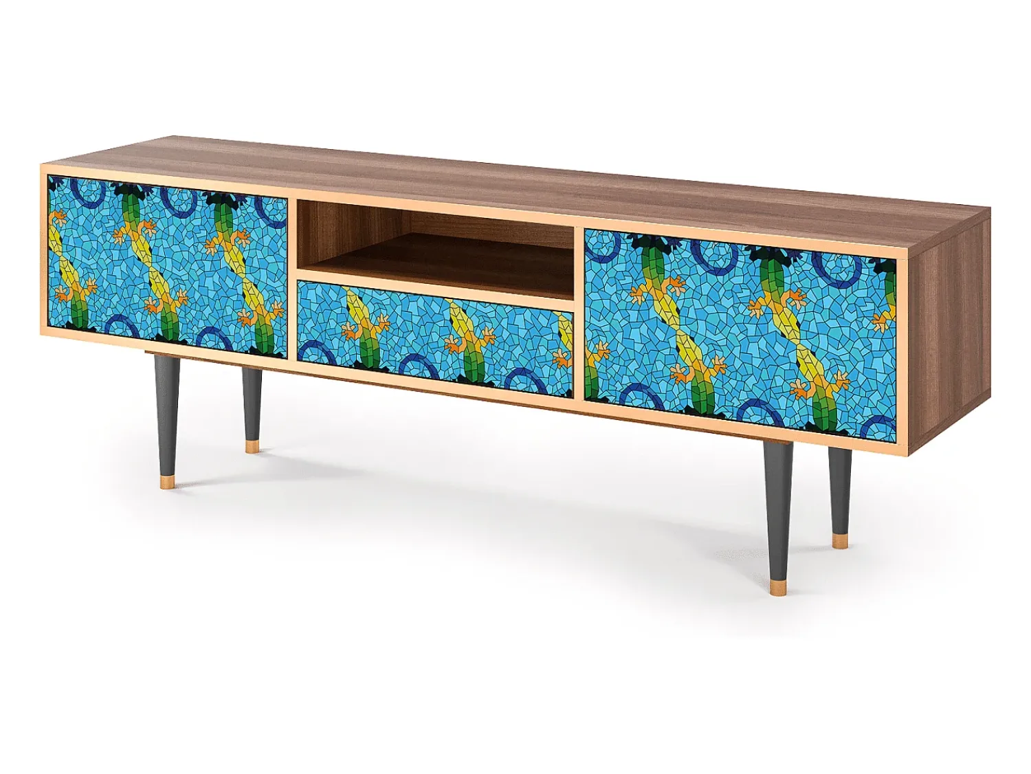 Outlet Mueble de TV - 170х59х41 cm - T6 - Gaudi's Lizard, Nogueira Castanho
