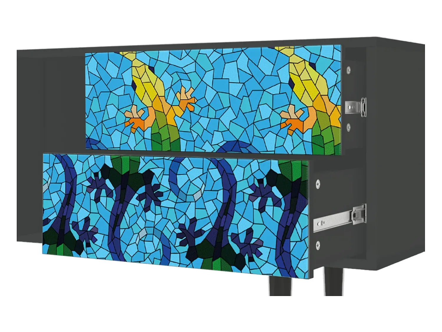 Mueble de TV - 170х69х48 cm - T1 - Gaudi's Lizard, Antracite^ Móvel De Tv