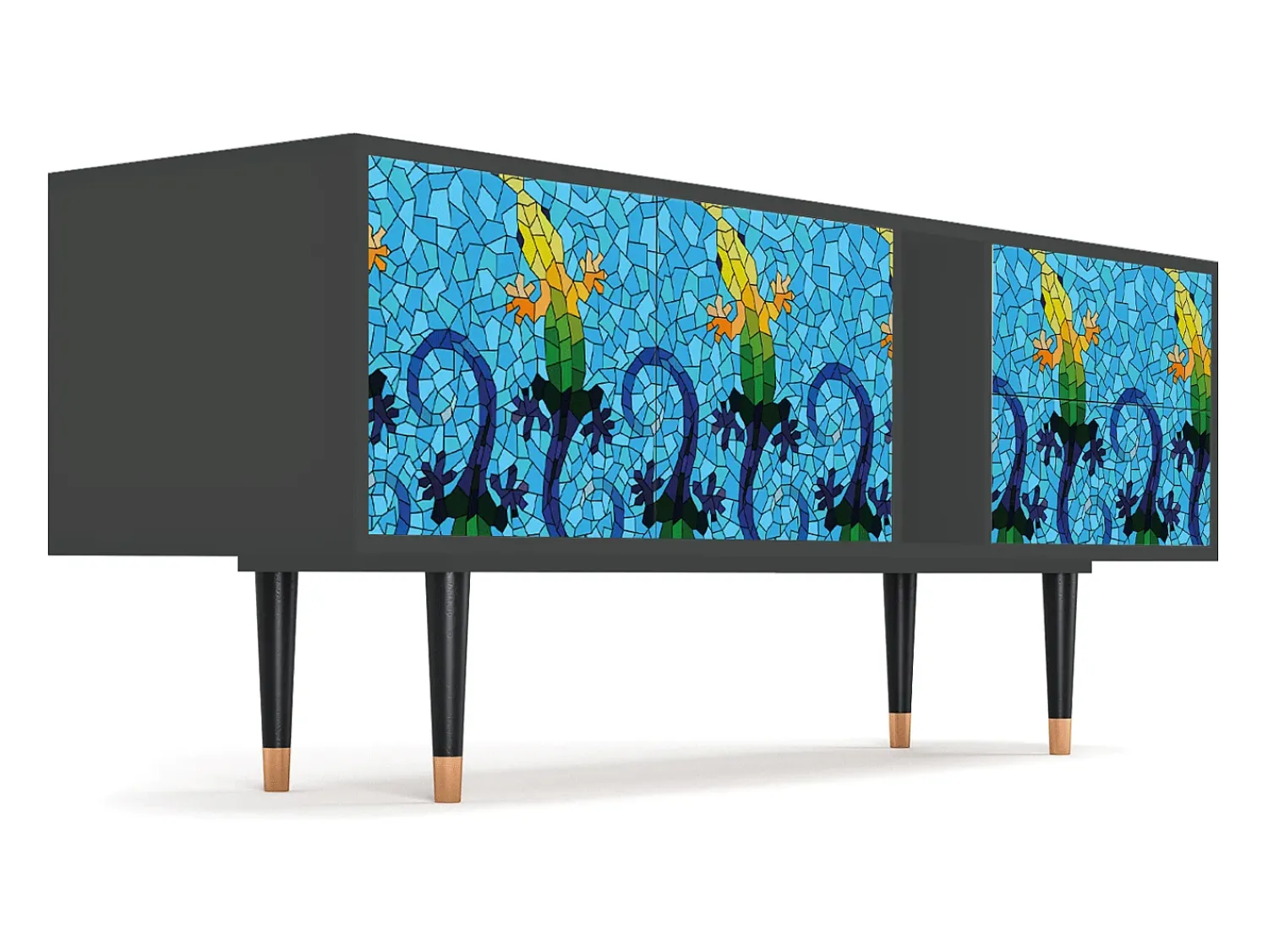 Mueble de TV - 170х69х48 cm - T1 - Gaudi's Lizard, Antracite^ Móvel De Tv