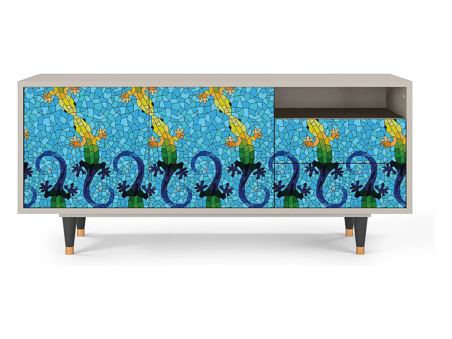 Móvel De Tv* Mueble de TV - 125х56х41 cm - T7 - Gaudi's Lizard, Areia Bege