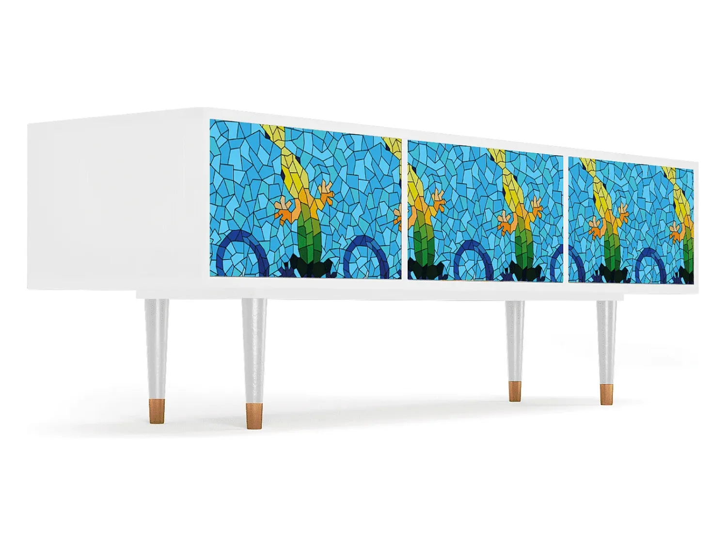 New Mueble de TV - 170х59х48 cm - T4 - Gaudi's Lizard, Branco Bege
