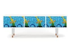New Mueble de TV - 170х59х48 cm - T4 - Gaudi's Lizard, Branco Bege