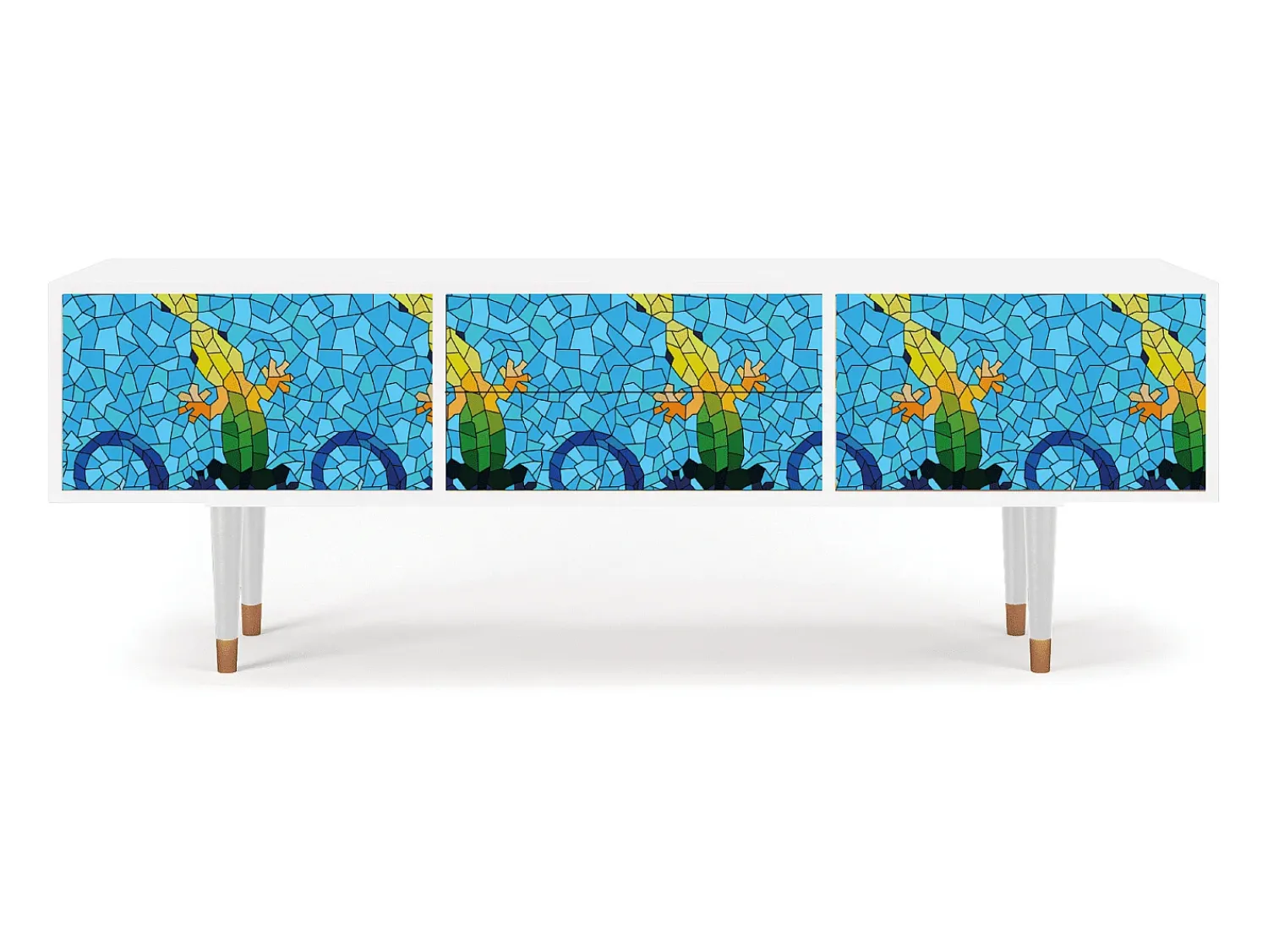 New Mueble de TV - 170х59х48 cm - T4 - Gaudi's Lizard, Branco Bege