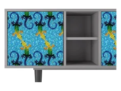 Móvel De Tv| Mueble de TV - 150х69х41 cm - T5 - Gaudi's Lizard, Cinza Cinzento
