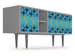 Móvel De Tv| Mueble de TV - 150х69х41 cm - T5 - Gaudi's Lizard, Cinza Cinzento
