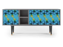Móvel De Tv| Mueble de TV - 150х69х41 cm - T5 - Gaudi's Lizard, Cinza Cinzento